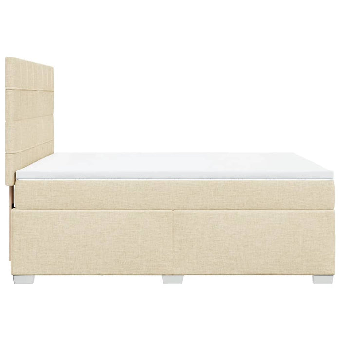 Pat box spring cu saltea, crem, 160x200 cm, material textil - WALTI WALTI