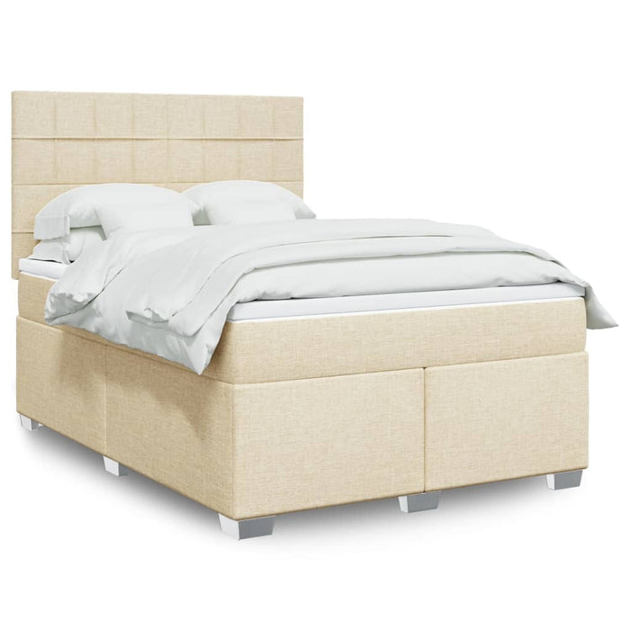 Pat box spring cu saltea, crem, 160x200 cm, material textil - WALTI WALTI