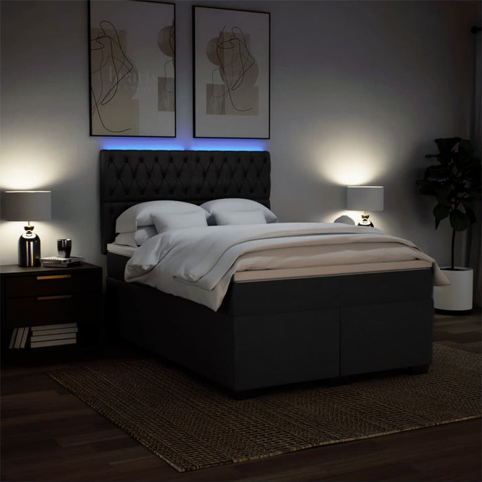 Pat box spring cu saltea, negru, 160x200 cm, textil - WALTI WALTI