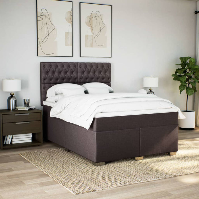 Pat box spring cu saltea, maro închis, 160x200 cm, textil - WALTI WALTI