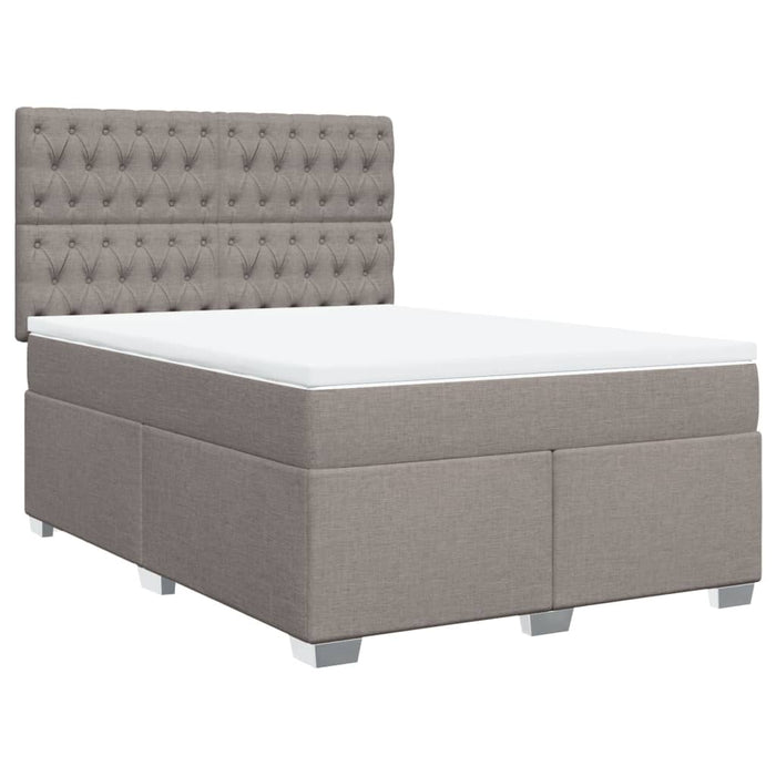 Pat box spring cu saltea, gri taupe, 160x200 cm material textil - WALTI WALTI