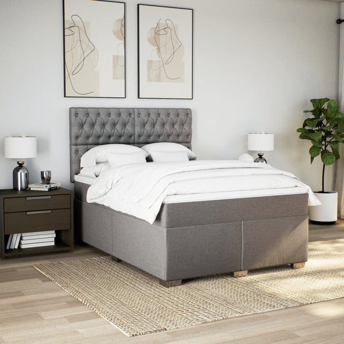 Pat box spring cu saltea, gri taupe, 160x200 cm material textil - WALTI WALTI