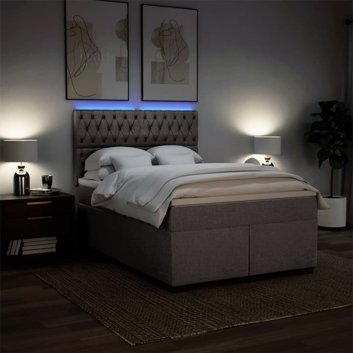 Pat box spring cu saltea, gri taupe, 160x200 cm material textil - WALTI WALTI