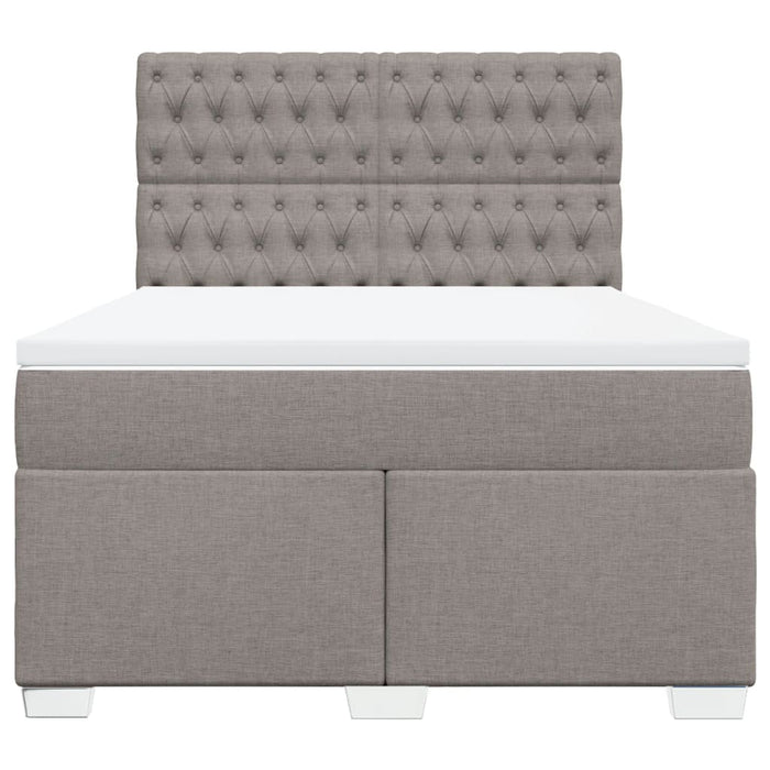 Pat box spring cu saltea, gri taupe, 160x200 cm material textil - WALTI WALTI