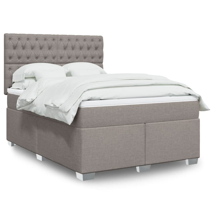 Pat box spring cu saltea, gri taupe, 160x200 cm material textil - WALTI WALTI