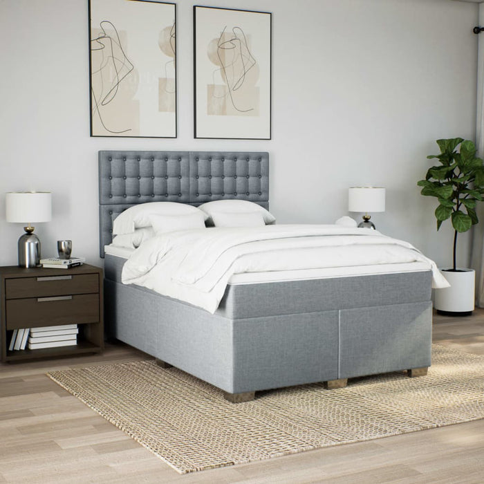 Pat continental cu saltea, gri deschis, 160x200 cm, textil - WALTI WALTI