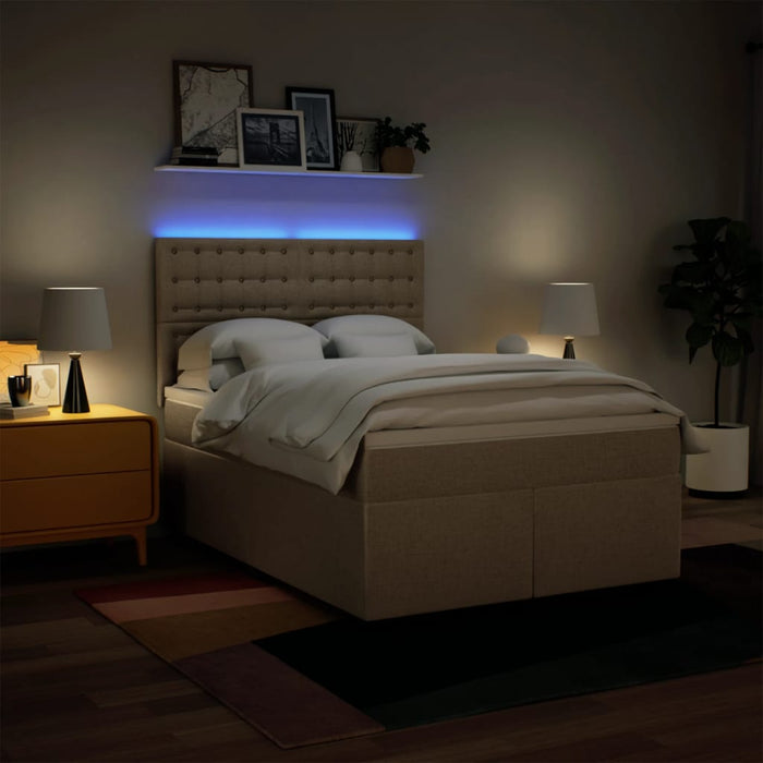 Pat box spring cu saltea, crem, 160x200 cm, material textil - WALTI WALTI
