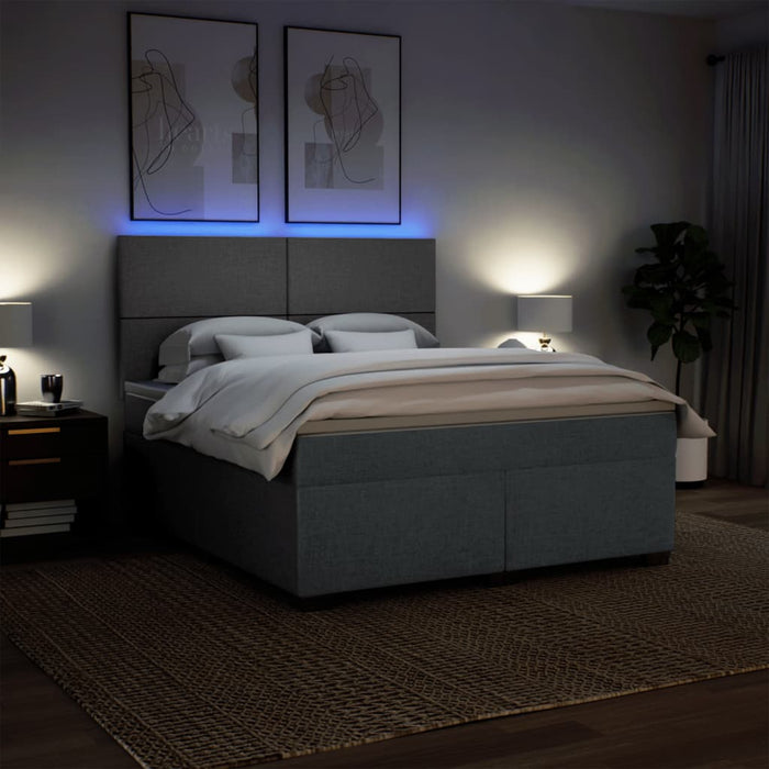 Pat box spring cu saltea, gri închis, 180x200 cm, textil - WALTI WALTI