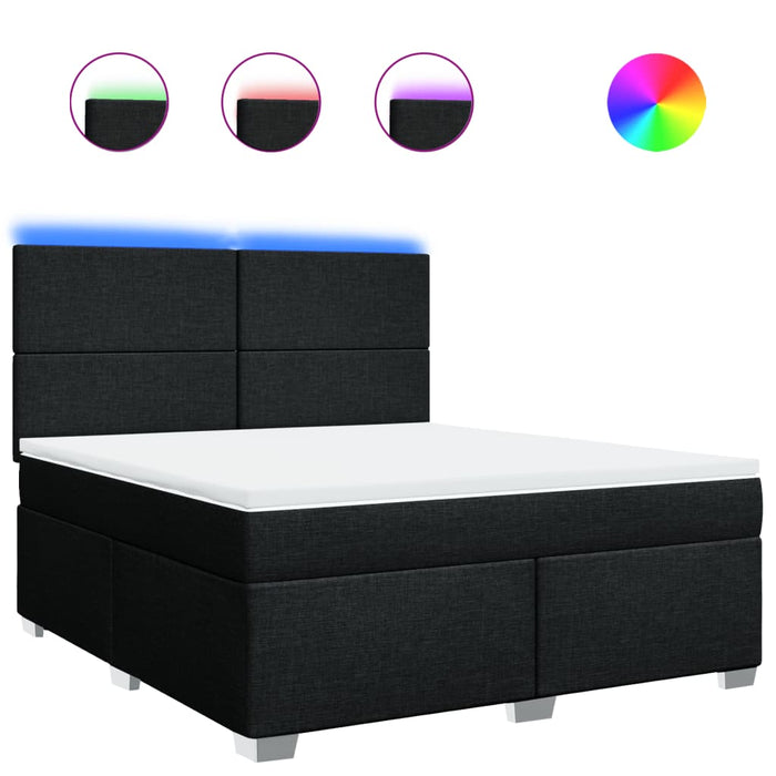 Pat box spring cu saltea, negru, 180x200 cm, catifea - WALTI WALTI