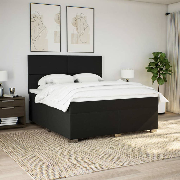 Pat box spring cu saltea, negru, 180x200 cm, catifea - WALTI WALTI