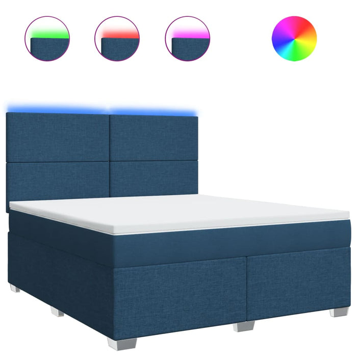 Pat box spring cu saltea, albastru, 180x200 cm, material textil - WALTI WALTI