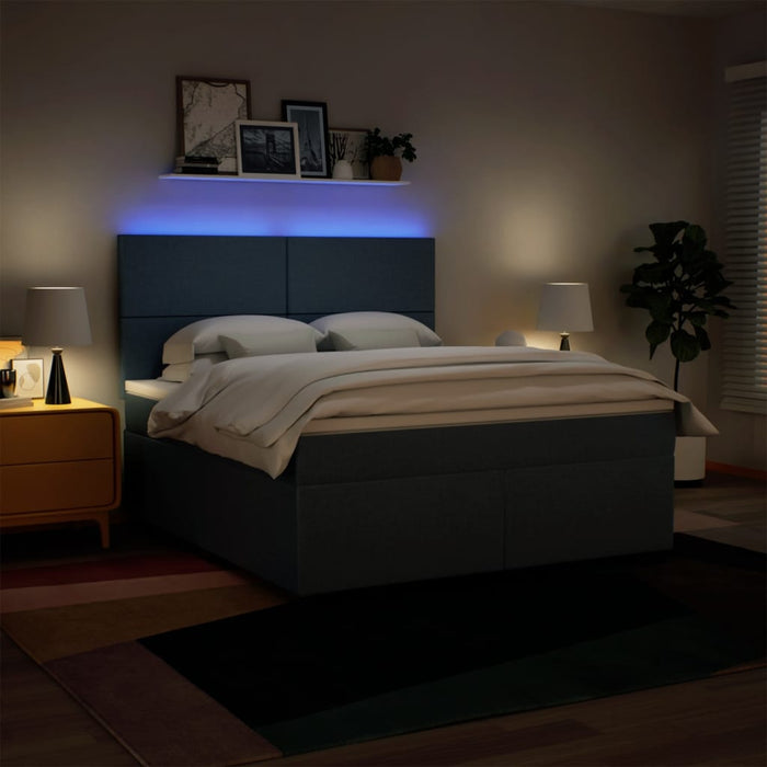 Pat box spring cu saltea, albastru, 180x200 cm, material textil - WALTI WALTI