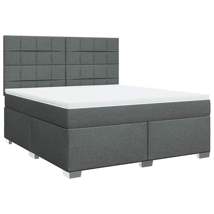 Pat box spring cu saltea, gri închis, 180x200 cm, textil - WALTI WALTI