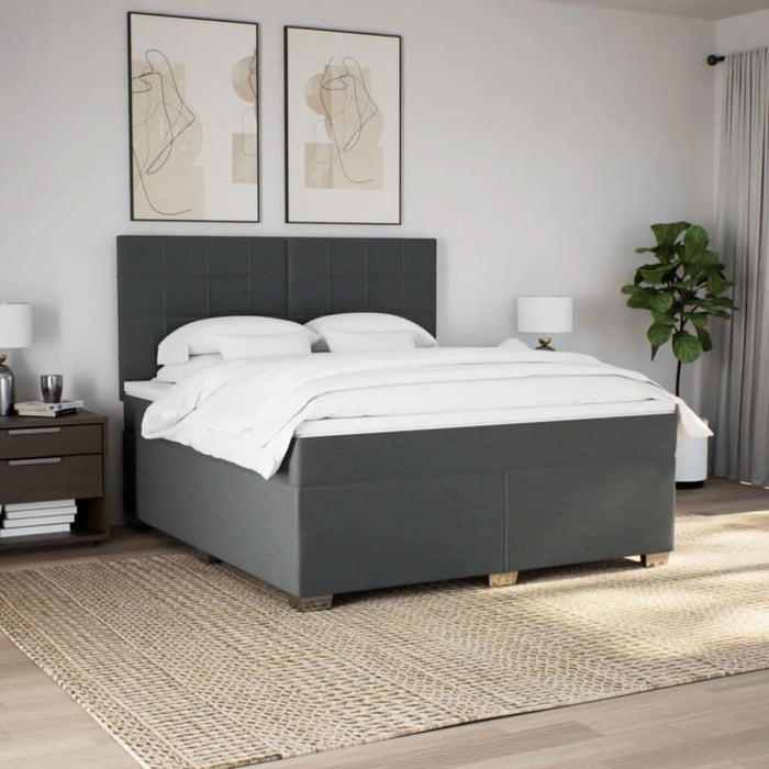 Pat box spring cu saltea, gri închis, 180x200 cm, textil - WALTI WALTI