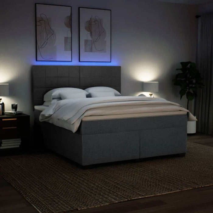 Pat box spring cu saltea, gri închis, 180x200 cm, textil - WALTI WALTI