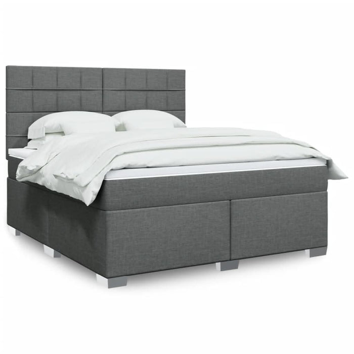 Pat box spring cu saltea, gri închis, 180x200 cm, textil - WALTI WALTI