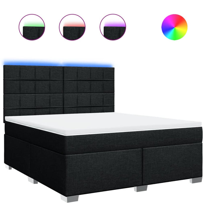 Pat box spring cu saltea, negru, 180x200 cm, catifea - WALTI WALTI