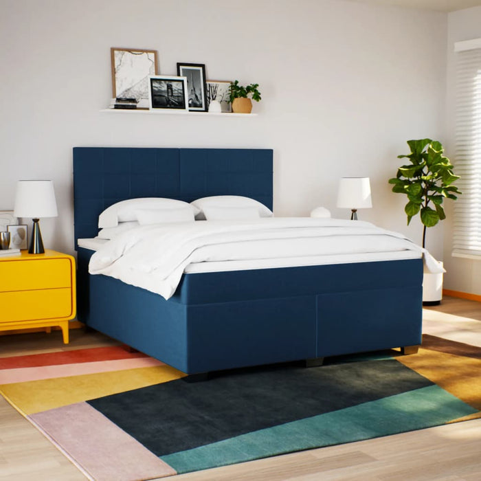 Pat box spring cu saltea, albastru, 180x200 cm, material textil - WALTI WALTI