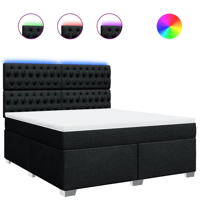 Pat box spring cu saltea, negru, 180x200 cm, catifea - WALTI WALTI