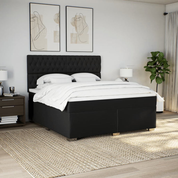 Pat box spring cu saltea, negru, 180x200 cm, catifea - WALTI WALTI