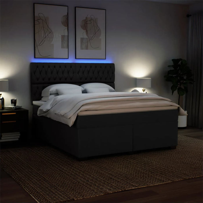 Pat box spring cu saltea, negru, 180x200 cm, catifea - WALTI WALTI