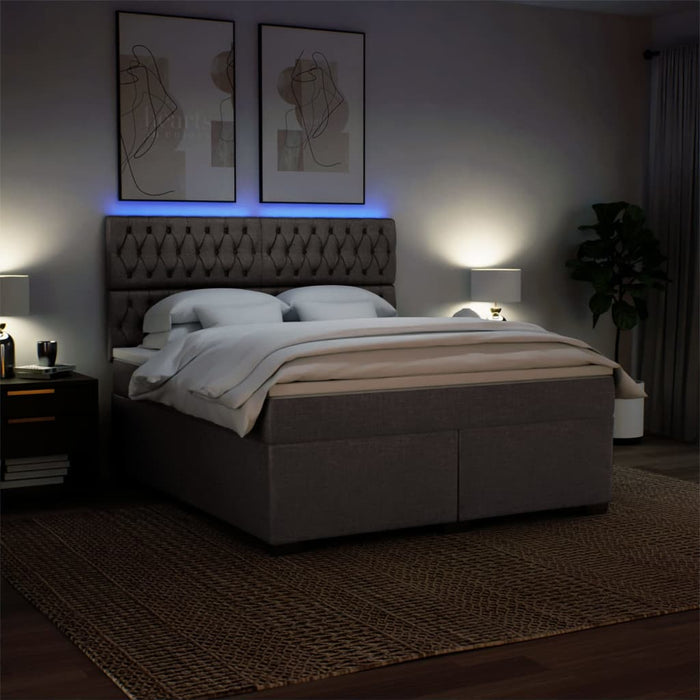 Pat continental cu saltea, gri taupe, 180x200 cm, textil - WALTI WALTI
