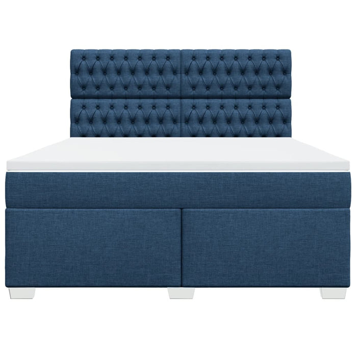 Pat box spring cu saltea, albastru, 180x200 cm, material textil WALTI