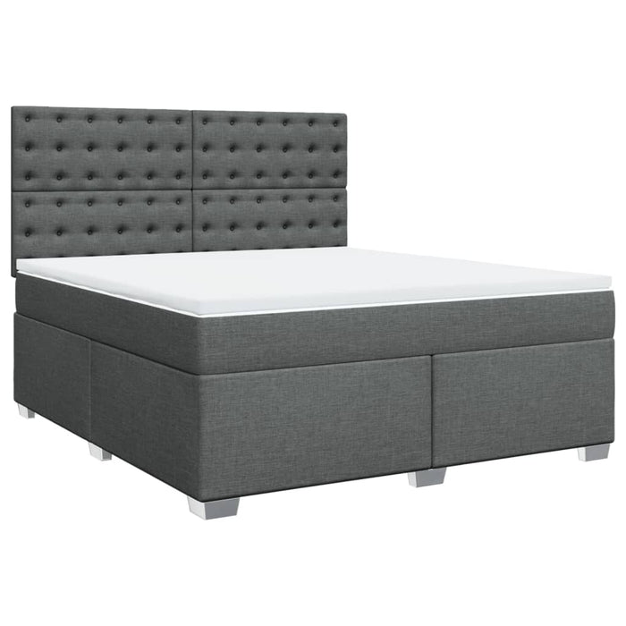 Pat box spring cu saltea, gri închis, 180x200 cm, textil - WALTI WALTI
