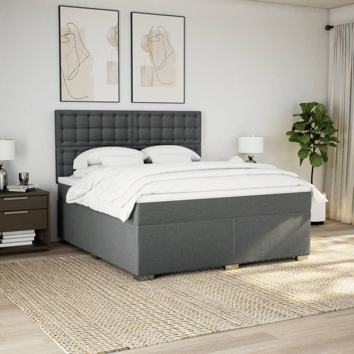 Pat box spring cu saltea, gri închis, 180x200 cm, textil - WALTI WALTI