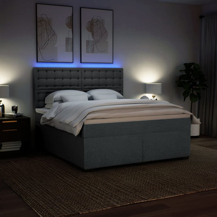 Pat box spring cu saltea, gri închis, 180x200 cm, textil - WALTI WALTI