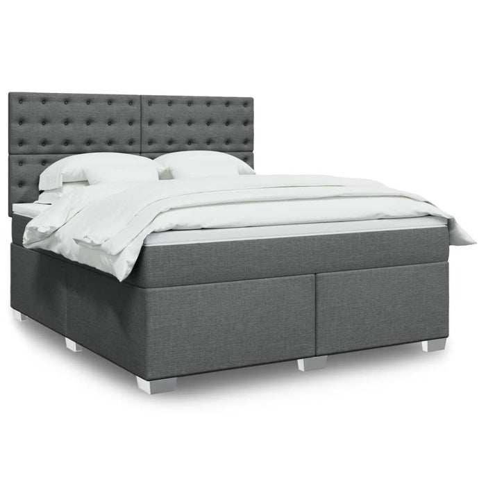 Pat box spring cu saltea, gri închis, 180x200 cm, textil - WALTI WALTI