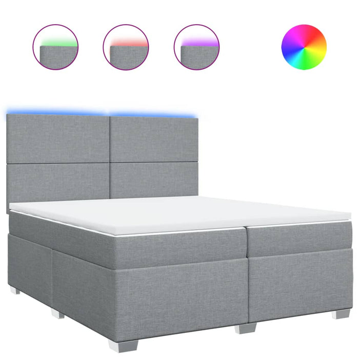 Pat box spring cu saltea, gri deschis, 200x200 cm, textil - WALTI WALTI