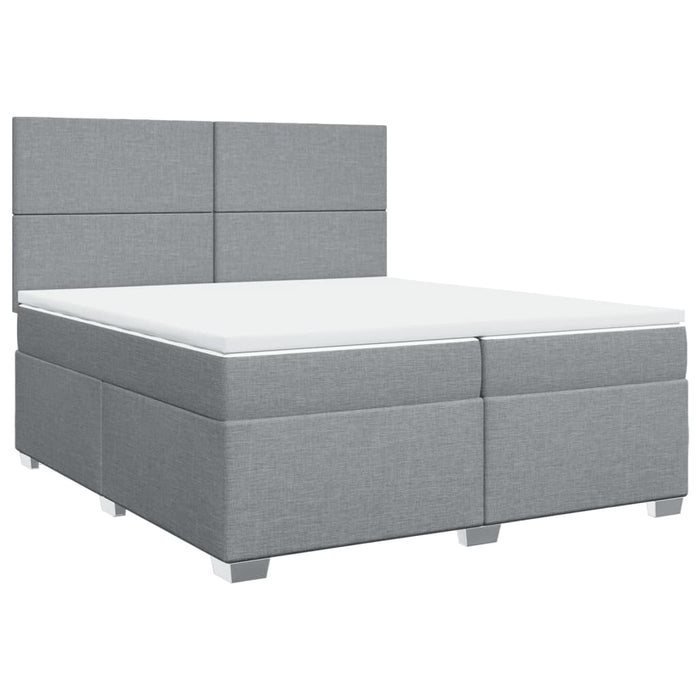 Pat box spring cu saltea, gri deschis, 200x200 cm, textil - WALTI WALTI