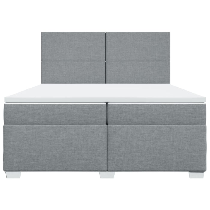 Pat box spring cu saltea, gri deschis, 200x200 cm, textil - WALTI WALTI