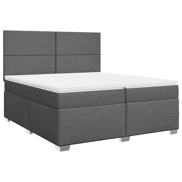 Pat box spring cu saltea, gri închis, 200x200 cm, textil - WALTI WALTI