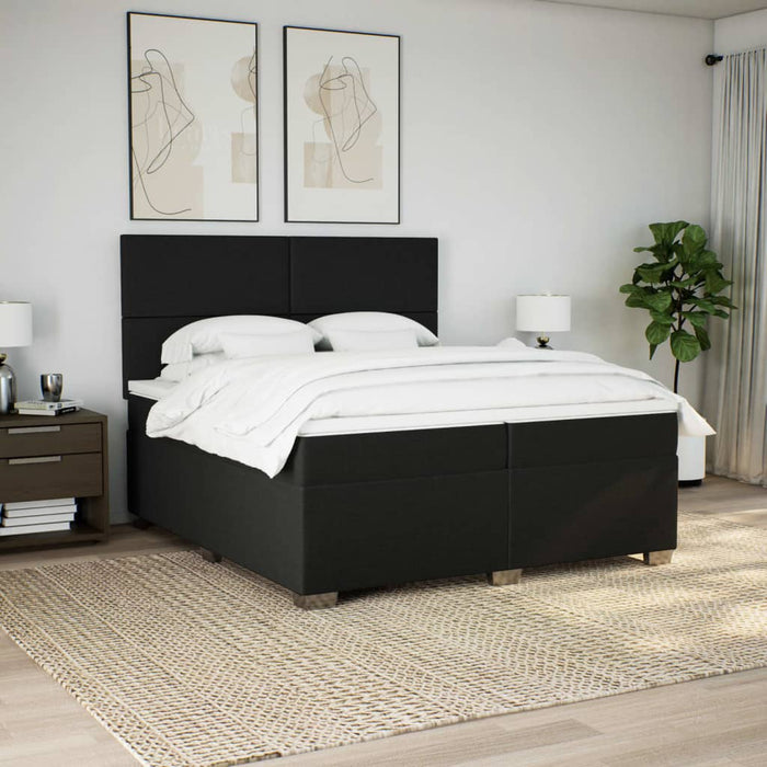 Pat box spring cu saltea, negru, 200x200 cm, textil - WALTI WALTI