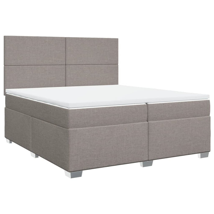 Pat box spring cu saltea, gri taupe, 200x200 cm, textil - WALTI WALTI