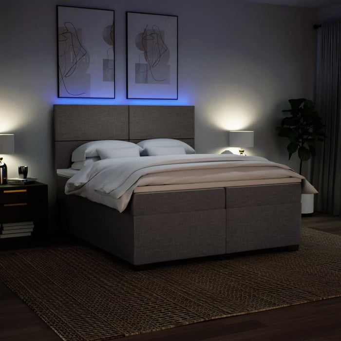 Pat box spring cu saltea, gri taupe, 200x200 cm, textil - WALTI WALTI