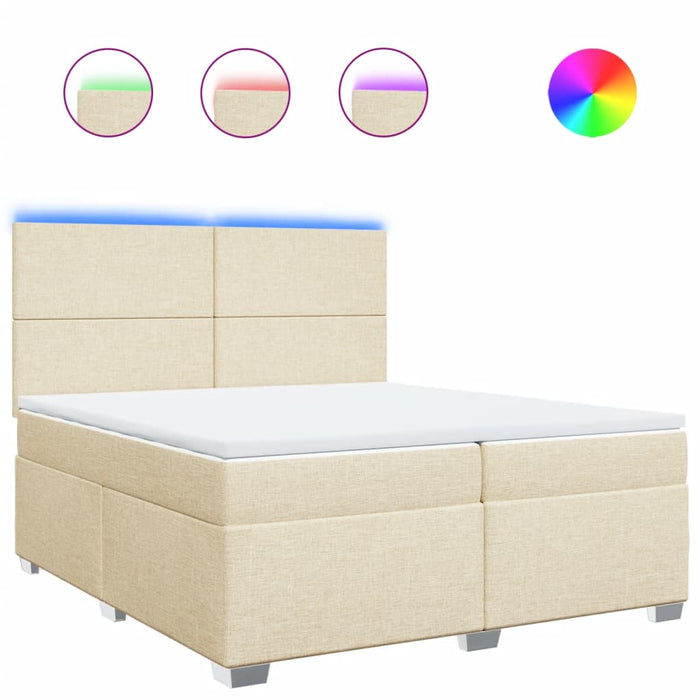Pat box spring cu saltea, crem, 200x200 cm, textil - WALTI WALTI