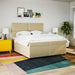 Pat box spring cu saltea, crem, 200x200 cm, textil - WALTI WALTI