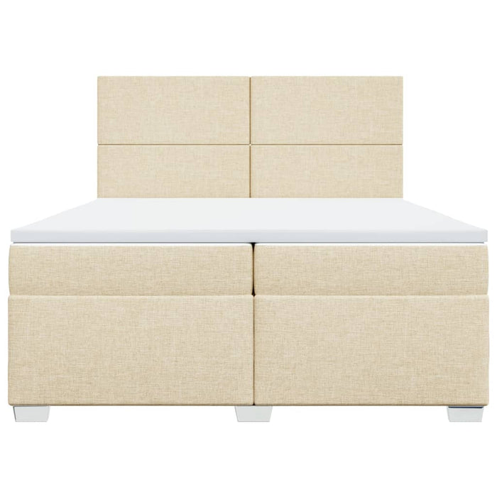 Pat box spring cu saltea, crem, 200x200 cm, textil - WALTI WALTI