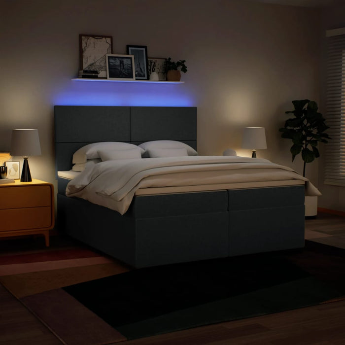 Pat box spring cu saltea, albastru, 200x200 cm, textil - WALTI WALTI