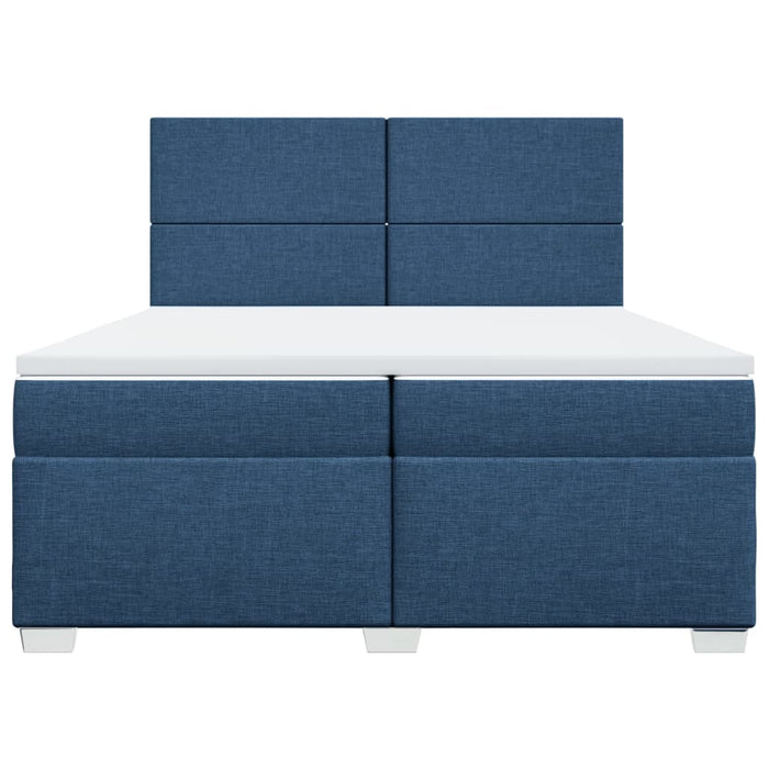 Pat box spring cu saltea, albastru, 200x200 cm, textil - WALTI WALTI