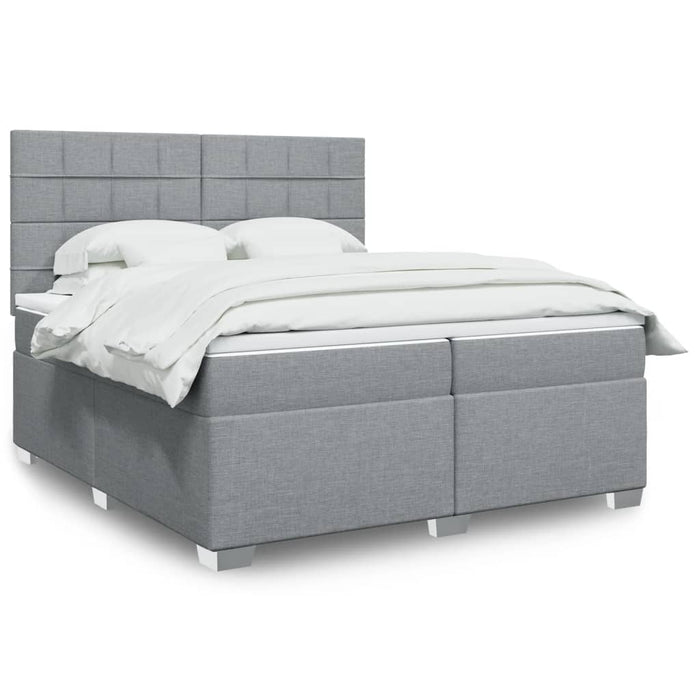 Pat box spring cu saltea, gri deschis, 200x200 cm, textil - WALTI WALTI