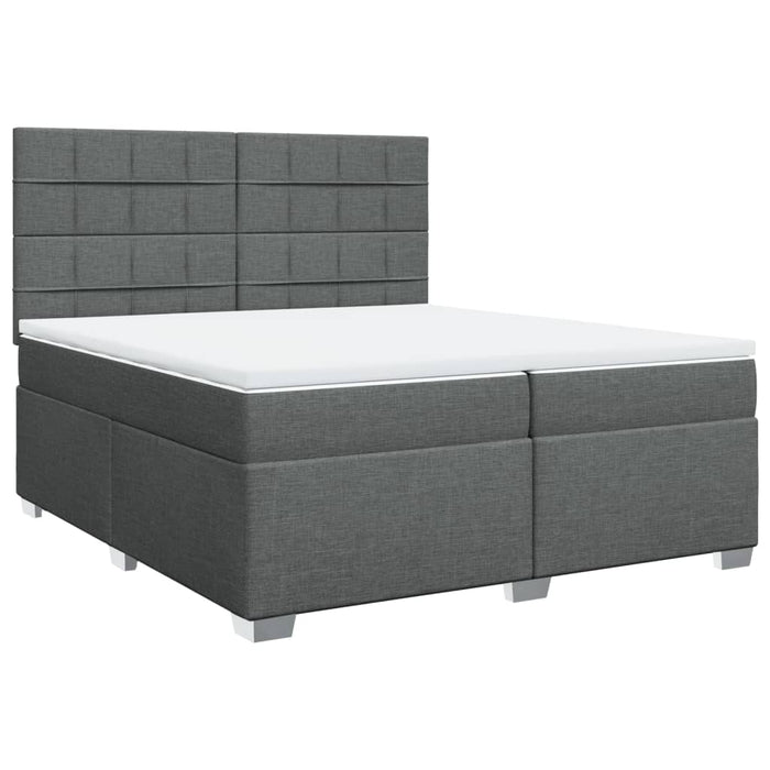 Pat box spring cu saltea, gri închis, 200x200 cm, textil - WALTI WALTI