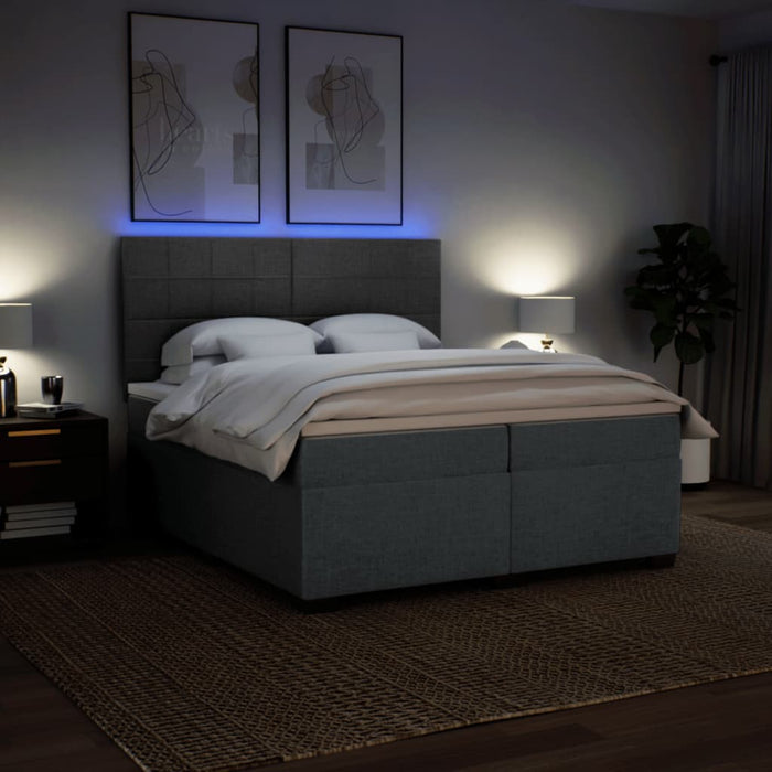 Pat box spring cu saltea, gri închis, 200x200 cm, textil - WALTI WALTI