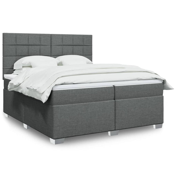 Pat box spring cu saltea, gri închis, 200x200 cm, textil - WALTI WALTI