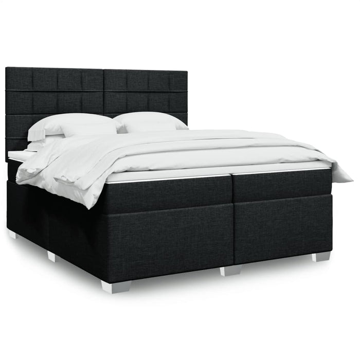 Pat box spring cu saltea, negru, 200x200 cm, textil - WALTI WALTI