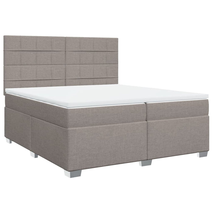 Pat box spring cu saltea, gri taupe, 200x200 cm, textil - WALTI WALTI