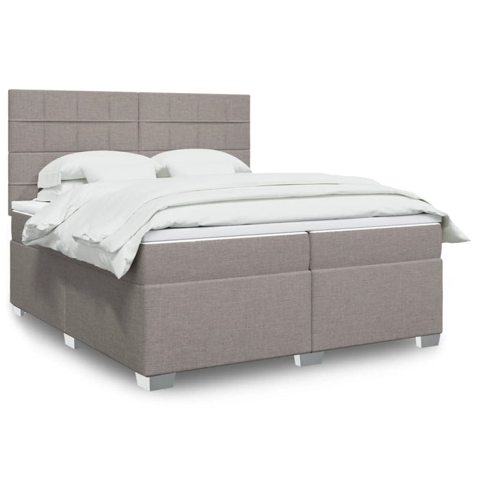 Pat box spring cu saltea, gri taupe, 200x200 cm, textil - WALTI WALTI